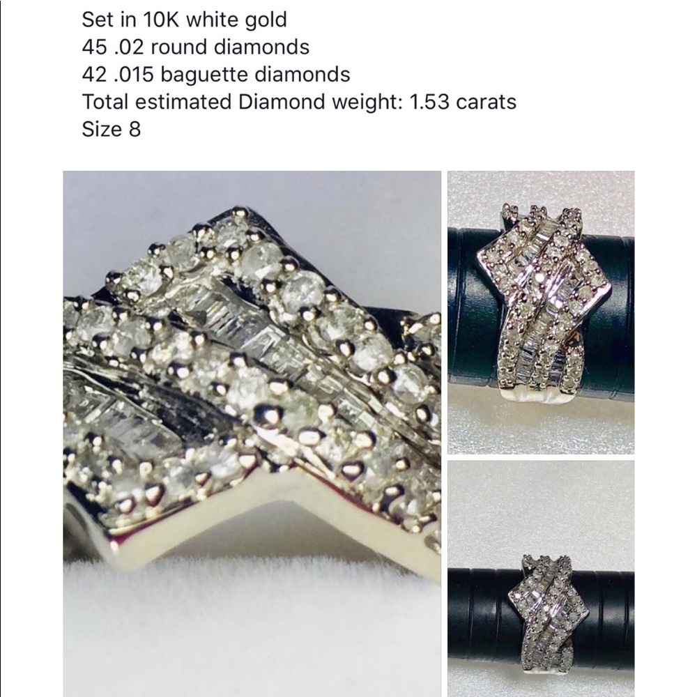 1.53 carat diamond white gold ring.